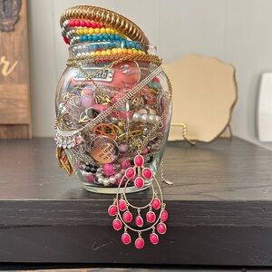 Vibrant Pink Mystery Jewelry Jar
